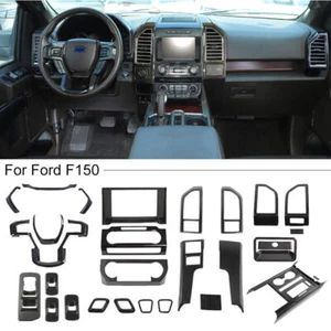 27x Carbon Fiber Full Set Interior Decoration Cover Trim For Ford F150 2015-2020 - Foto 1 di 11