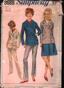 6689 Vintage Simplicity Schnittmuster Misses 60er Jahre Jacke Rock Hose OOP 10 - Bild 1 von 2