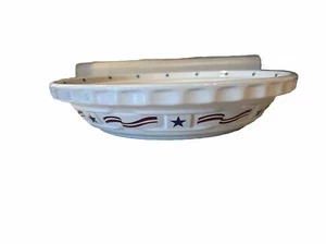 Longaberger ceramica tessuto a stelle e righe americane~ piatto torta d'avorio USA - ottime condizioni - Foto 1 di 7