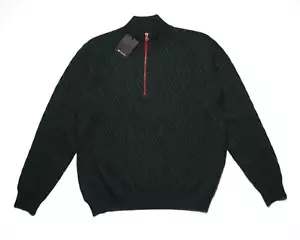 Kiton $ 3.850 neu mit Etikett grün strukturiert gestrickt Kaschmir schmaler halber Reißverschluss Pullover M (50 IT) - Bild 1 von 5