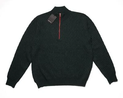 Kiton $3,850 NWT Green Textured Knit Cashmere Slim Half Zip Sweater M (50 IT) - Image 1 of 4