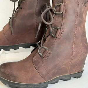 Sorel Joan of Artic Damen-Schnürstiefel zum Überziehen Wildleder Keilabsatz Größe 9,5 Cattail - Bild 1 von 9