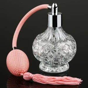 80ml Vintage Crystal Refillable Perfume Bottles Atomizer with Long Tassel Pink - Picture 1 of 5
