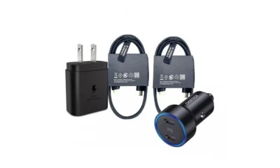 Samsung Dual USB-C Car Charger Type C to C Cables Galaxy S21 S22 Plus S23 Ultra - Image 1 of 4