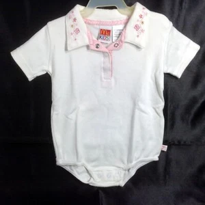 Body McKids One Piece Bebé 12 Meses Blanco Rosa Mariposa Bordado Guinga - Imagen 1 de 4