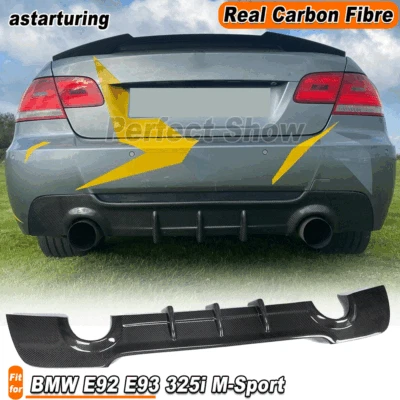 Labio difusor trasero de fibra de carbono real para BMW Serie 3 E92 E93 325i M-Sport 2007-13 Foto 1 de 4