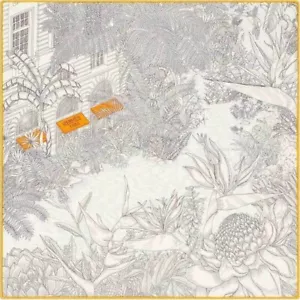 Bufanda Hermes Carre 45 FAUBOURG TROPICAL DETALLE Blanca Multicolor Sin Usar con Caja - Imagen 1 de 3