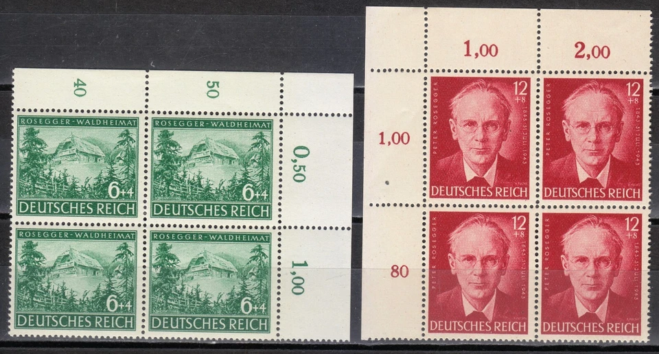 Germany 1943 MNH Mi 855-856 B241-B242 Peter Rosegger,Austrian writer 005 ** - Image 1 of 2