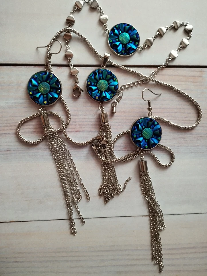 Damen Scmuck Set aus Edelstahl Anti Allergen✔  Halskette + Ohrringe+Armband - Bild 1 von 4