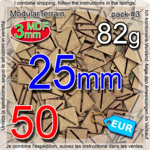 50x 3mm MDF Diagonal Slot Slotted Slotta 25mm Square Base Warhammer - Foto 1 di 9