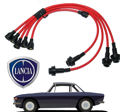 LANCIA FULVIA 1300 SILICONE HT LEADS SPARK PLUG IGNITION 7mm MAG WIRE RED KIT - Image 1 of 4