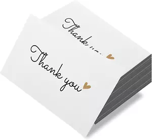 100 Little Thank You Cards Gold Heart Design Bulk Thank you Notes for All Occ... - Picture 1 of 12