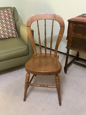 Silla pequeña de granja Ethan Allen años 60 reliquia madera de arce 34” T 17” W vintage Foto 1 de 4