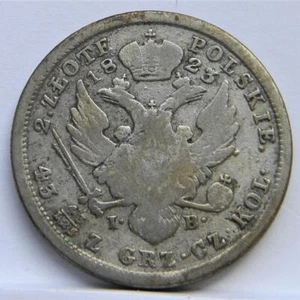 POLAND under Russia rare 1823-IB silver 2 Zlote Warsaw mint; about Fine - Picture 1 of 2
