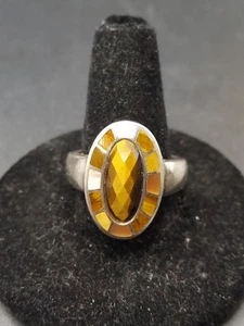 WHITNEY KELLY STERLING SILVER INLAID TIGER'S EYE RING! SZ 7 - Picture 1 of 7
