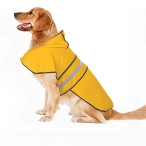 Impermeable Impermeable con Capucha para Perros con Tiras Reflectantes, Bolsillo y Correa Ajustable - Imagen 1 de 8