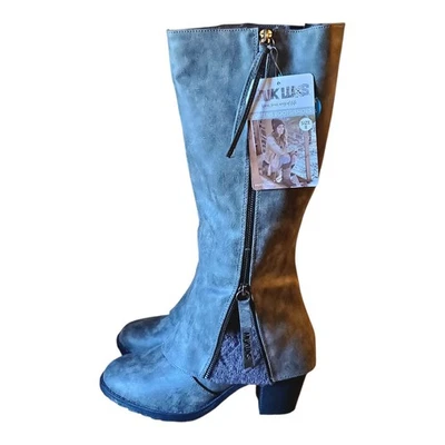 Botas de invierno Muk Luks de encaje para mujer talla 8 gris con cremallera lateral altas de moda cálidas NUEVAS zapatos Foto 1 de 4