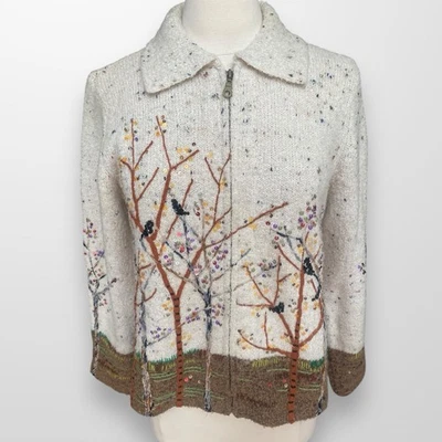 Opciones de Diseño Philip & Jane Gordon M Cárdigan Suéter Hojas de Otoño Cremallera Frontal Foto 1 de 4