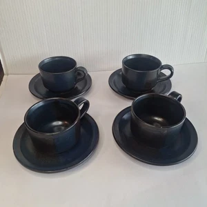 8 Stück Iron Mountain Blue Ridge Steinzeug Tassen mit Untertassen Nancy Patterson - Bild 1 von 20