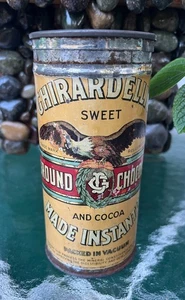 Antike GHIRARDELLI gemahlene Schokolade und Kakao "im Vakuum verpackt" Blechdose 1 Pfund - Bild 1 von 9