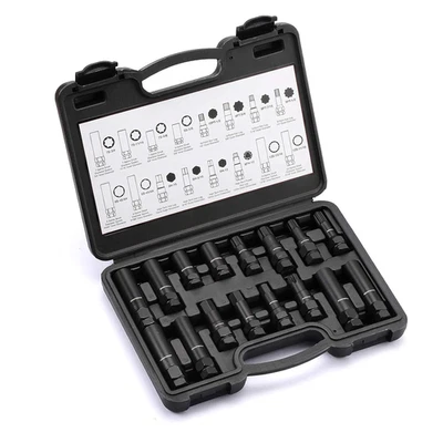 16-Piece Locking Lug Nut Master Key Set of Spline Star and Hex Style Keys, Wheel - Image 1 of 4
