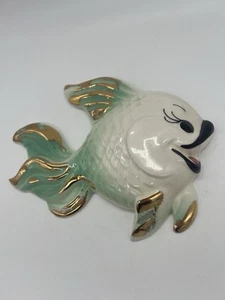 Vintage DeForest 1956 USA Keramik anthropomorphe Fische Wanddeko MCM türkis gold - Bild 1 von 11