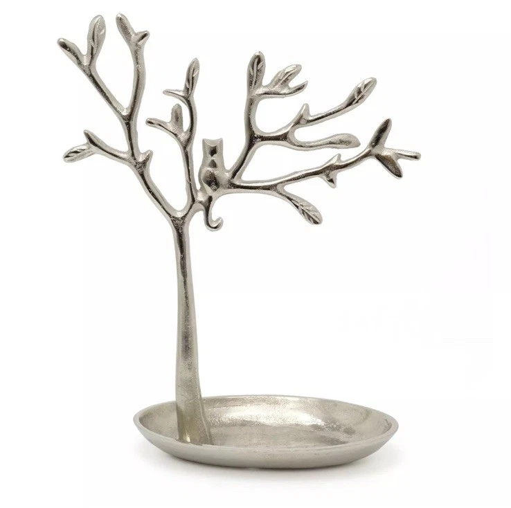 31cm Silver Metal Tree of Life Jewellery Stand Necklace Organiser Ring Holder