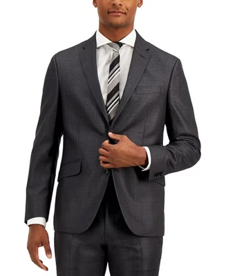 Kenneth Cole Hombres Calce Ajustado Traje Chaqueta Blazer 44 R Gris Oscuro Sólido Elástico Foto 1 de 3