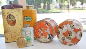 Lot 5 Vintage Talkbehälter Dosen Kudnuss - Coty - Langlois - Dr Scholl - Coty - Bild 1 von 16