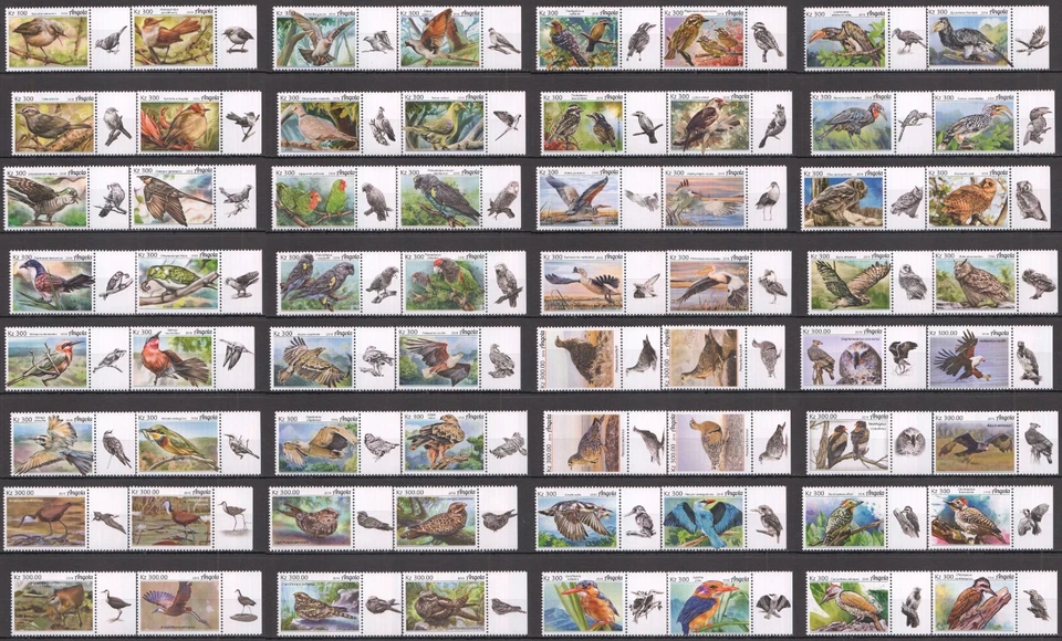 WB 2018-2019 ANGOLA PARROTS OWLS BIRDS OF PREY BEE-EATERS FAUNA ! 16SET MNH - Image 1 of 1