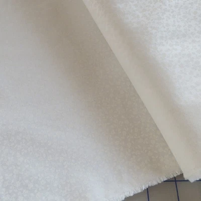 Yard ~ White On White Tiny Flowers & Leaves ~ $3.99 Ships Any Amount Of Fabric. - Image 1 of 2
