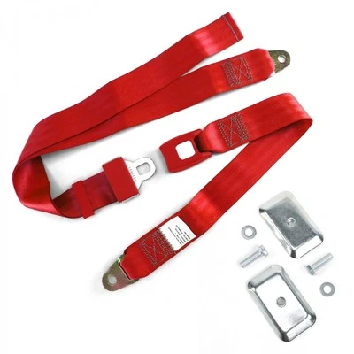 2pt Red Standard Buckle Lap Seat Belt with Flat Plate Hardware - Image 1 of 4