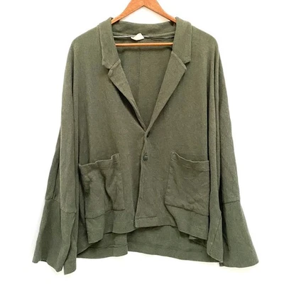 Pact Womens Organic Cotton Airplane Blazer Sz XXL Green Jacket Relaxed Casual - Image 1 of 4