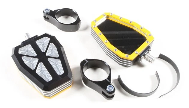 Modquad Diamond Billet Side Mirrors with Bezel Yellow 2" - Image 1 of 1