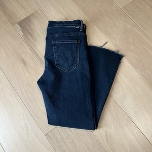 Mother Insider Crop Step Fray Night Tripper Denim Blue Jeans Women’s 32x26 - Picture 1 of 7