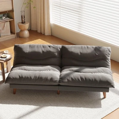 LLappuil 3-In-1 Futon Convertible Sofa Bed Corduroy Loveseat Sofa Couch Gray - Image 1 of 4