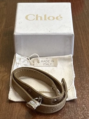Pulsera de cuero vintage Chloé Paddington Lock con pedrería rara nueva con etiquetas Foto 1 de 4