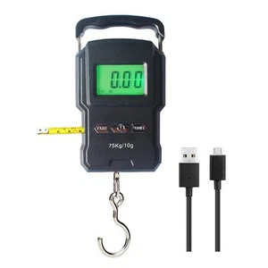Rechargeable Lugagge Scale Portable Electronic Hook Digital Black - Picture 1 of 8