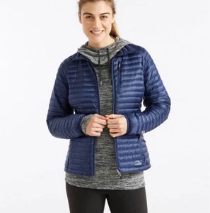 L. L. Bean Ultralight 850 Goose Down Jacket Women’s Blue Size Small Hooded Nylon - Picture 1 of 9