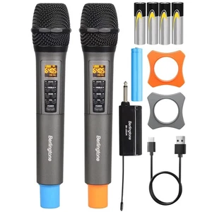 ) Dual UHF Wireless Dynamic Handheld Microphone Systems, 60 Adjustable Freque... - Picture 1 of 6