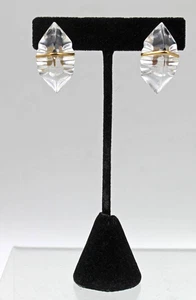 Pendientes de cristal transparente de baccarat y vidrio con clip de oro amarillo 750 de 18 quilates - Imagen 1 de 6