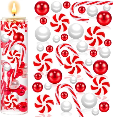 120Pcs Christmas Vase Filler, White and Red Candy Cane Decor, Christmas Floating - Image 1 of 4