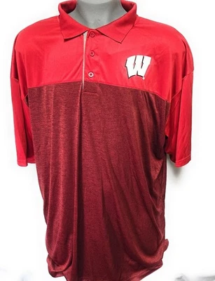 Camisa Polo Estilo Golf Hombres Fanáticos NCAA Univ Wisconsin Badgers Rojo Poliéster Foto 1 de 3