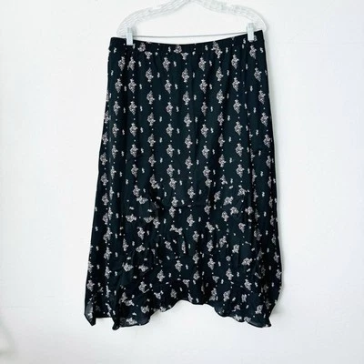 Falda larga floral negra Style & Co para mujer talla XL Foto 1 de 4