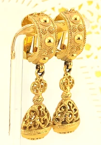 De colección Ben-Amun Filigrana Trabajo Abierto Dije 2" Araña Clip Pendientes Placa de Oro - Imagen 1 de 11