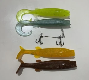 x4 paquete de paleta de lucio/cola rizada + señuelo de pesca doble stiner - Imagen 1 de 2