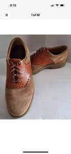 Rockport Saddle Shoe Oxford Men's 9.5 Brown Suede Leather Preppy M4582 W/box - Picture 1 of 9