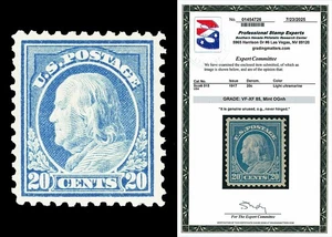 Scott 515 1917 20c Franklin Ausgabe postfrisch gestempelt ss-vz 85 NH mit PSE-ZERTIFIKAT - Bild 1 von 1