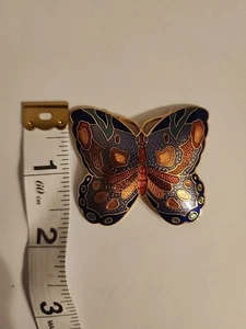 grande fibbia farfalla cloisonne insetto pezzo gioiello articolo anni 50 Mcm - Foto 1 di 3