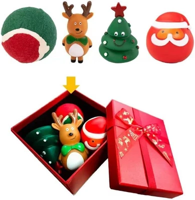 Christmas Dog Chew Toys, 4-Pcs Xmas Squeaky Dog Toys Gift Box,Funny Latex Dog Ch - image 1 of 4